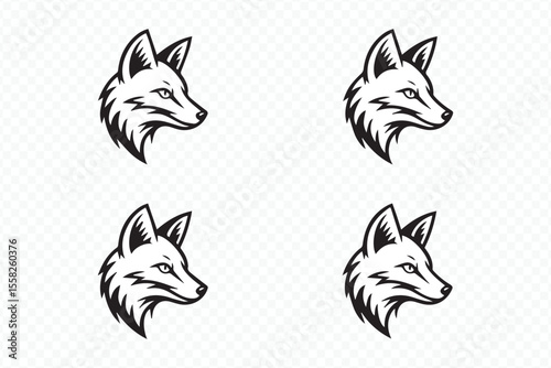 stylized fox head vector art, geometric animal logo, woodland wildlife icon, modern minimalist design