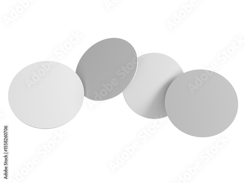 Round Beer Coaster Mockup set, isolated on background. Protection bierdeckel for beer glasses, bottle, can, cup holder. Empty bottle coaster lying template for beverage branding. 3d rendering