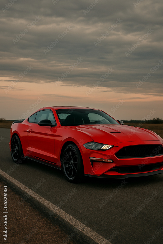 Fototapeta premium red car on the road