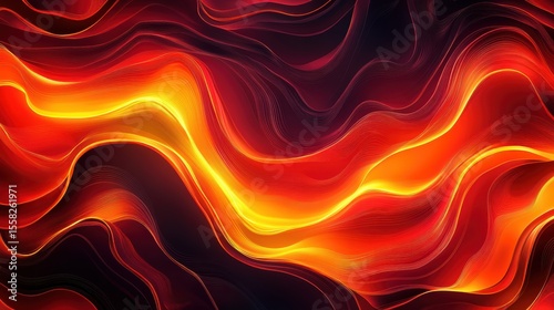 Abstract fiery waves flow with red and golden light effects. Perfect for backgrounds, textures, or designs needing a modern touch.