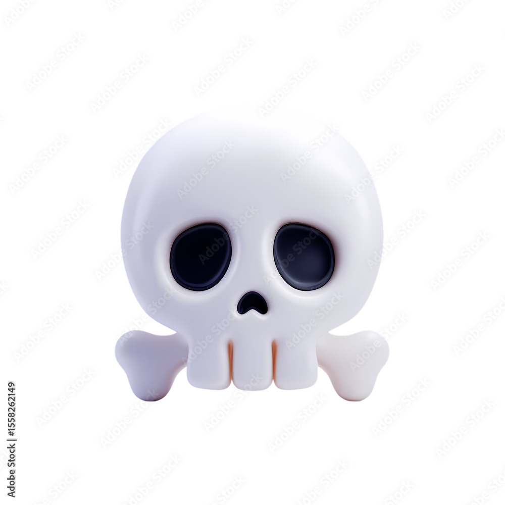 3d icon of a white skull and crossbones isolated on transparent background 3d icon of a white skull and crossbones isolated on transparent background