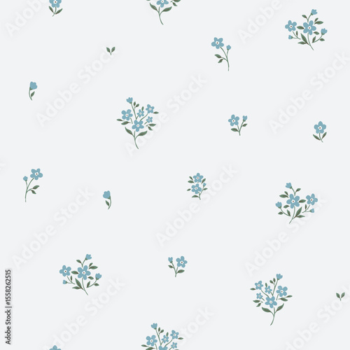 Adobe Illustrator Artwork Vintage Blue Floral Pattern