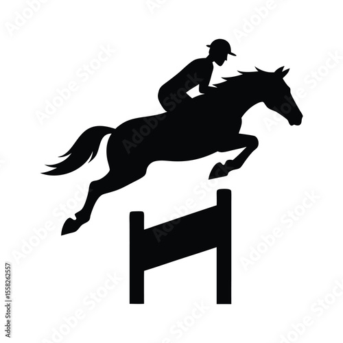  silhouette of a horse with rider jumping over an obstacle