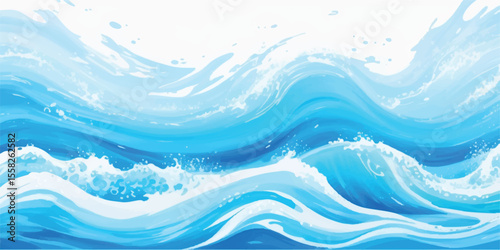  Soft dreamy blue watercolor ocean wave texture transparent background for calm design projects.  Gentle flowing blue watercolor sea wave seamless pattern background graphic resource