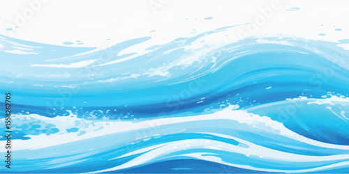  Soft dreamy blue watercolor ocean wave texture transparent background for calm design projects.  Gentle flowing blue watercolor sea wave seamless pattern background graphic resource