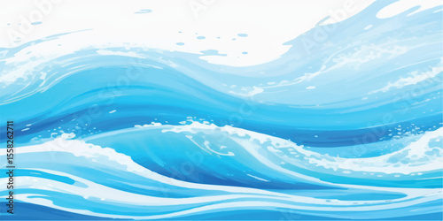 soft blue watercolor ocean wave abstract texture background graphic element. Soft pastel blue watercolor ocean wave background with abstract flowing texture