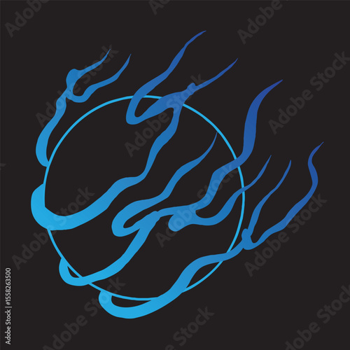 blue fire japanese flame tattoo traditional
