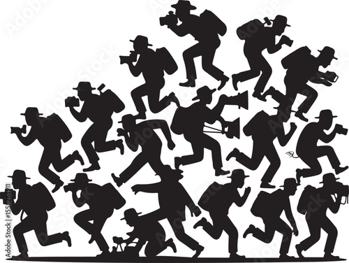 Paparazzi Silhouette Clipart Photographers And Cameramen Vector Collection
