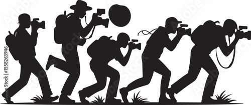 Paparazzi Silhouette Clipart Photographers And Cameramen Vector Collection
