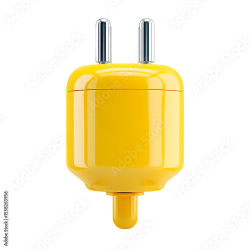 3d icon of a yellow electrical plug isolated on transparent background