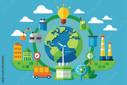 Circular recycling process maximizing sustainable energy with renewable resources and eco-friendly technologies in an urban setting