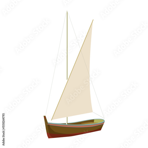 Sailboat retro ship, fishery, travel vessel