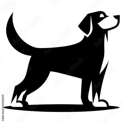 dog black and white vector illustration, isolated on white background