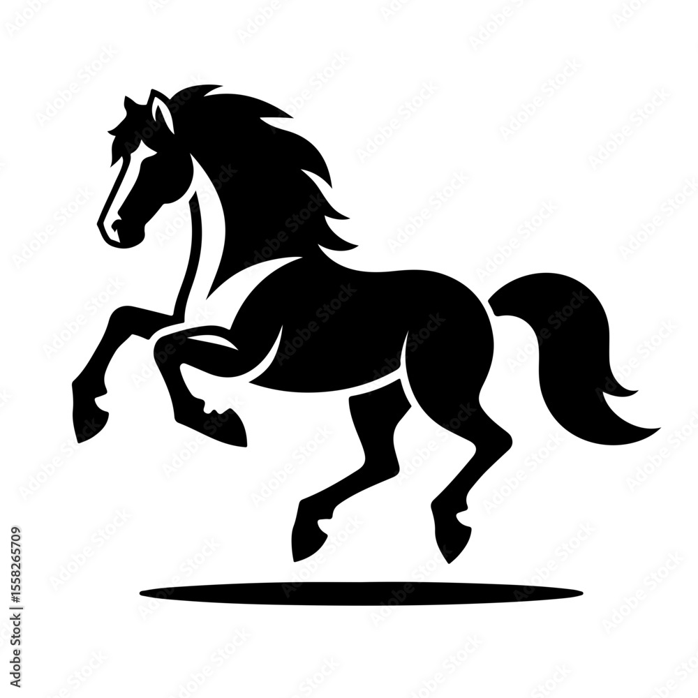 Obraz premium horse black and white vector illustration, isolated on white background