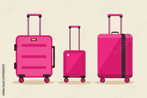 Trendy pink suitcases with retractable handles and wheels ideal for stylish travelers during summer vacations or weekend getaways