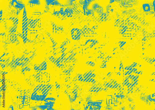 Glitch distorted geometric shape . Noise destroyed logo . Trendy defect error shapes . Glitched frame .Grunge textured . Distressed effect .Vector shapes with a halftone dots screen print texture. 