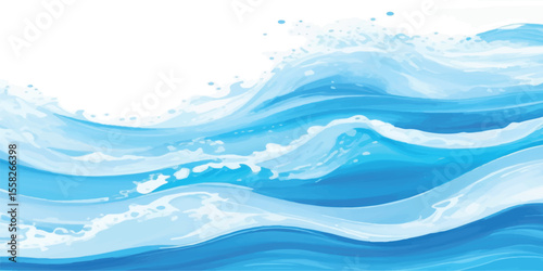 Transparent soft blue watercolor ocean wave seamless texture background banner design.  Gentle light blue abstract watercolor wave background texture for elegant banner graphics
