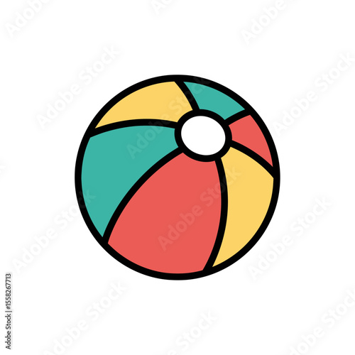 Vibrant colorful segmented beach ball icon vector illustration summer fun outdoor activity vacation beach pool play children's leisure holiday season