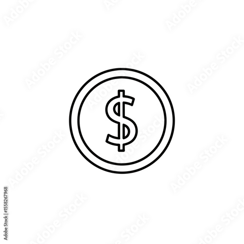 Simple outline icon of a dollar coin representing financial growth investment and economic stability symbol of wealth savings and monetary exchange payment digital transactions
