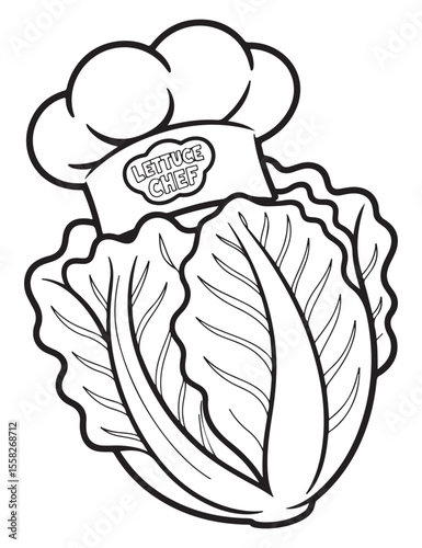 A lettuce wearing a chef hat with lettuce chef written on it