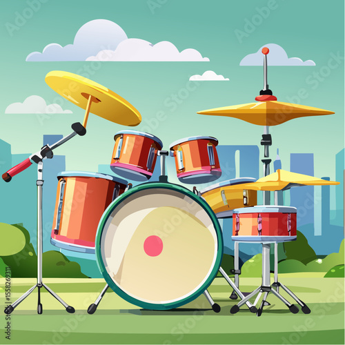 A drum set made from school supplies – learning and rhythm combined.
