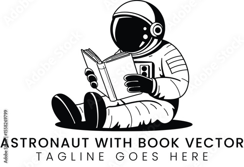 Cosmonaut Reading A Illustration