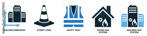 Set construction icon vector illustrating building a scene or stage. Ideal for film, theater, events, exhibition design, and creative production themes.
