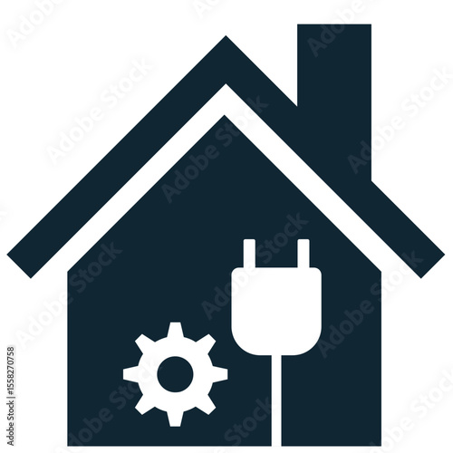 House electrician system icon vector, symbolizing home electrical wiring and domestic power solutions. Ideal for residential installations, appliance connections, and energy safety.