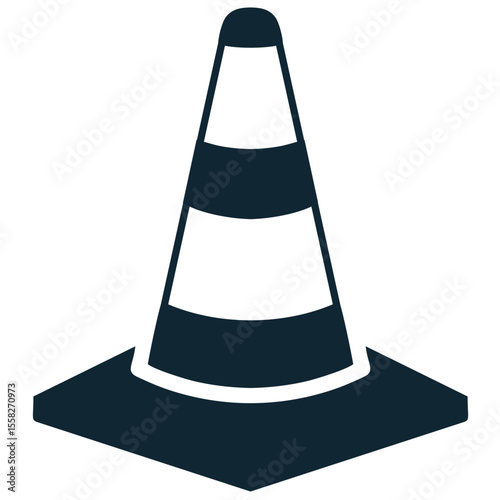 Street cone icon vector, a universal symbol for caution, roadwork, and temporary barriers. Ideal for construction sites, traffic management, warning signs, and public safety alerts.
