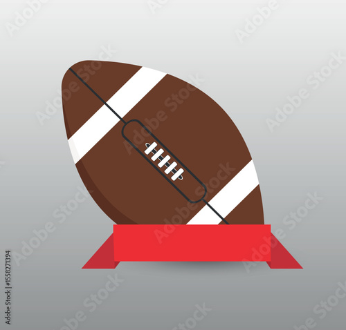 Super Bowl. Sunday Football Vector Banner- American Football Illustration. Vector illustration of an American football with a red ribbon labeled Sunday grey background.