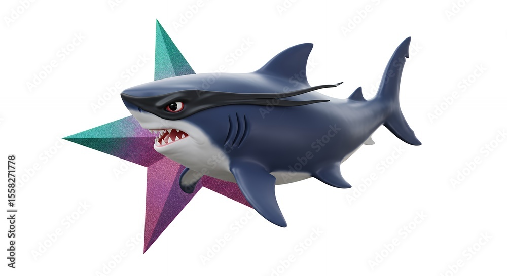 Fototapeta premium Shark with starburst graphic design