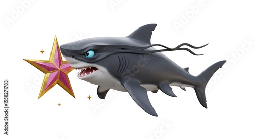 Shark with star illustration