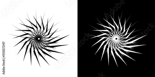 Dynamic abstract spiral sound wave rhythm lines. Circular spiral sound wave rhythm of lines. Circular futuristic abstract lines, black and white background.