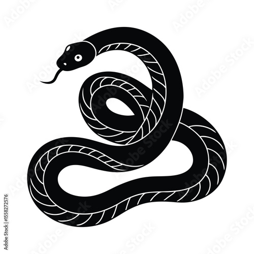 Snake coiled vector silhouette illustration