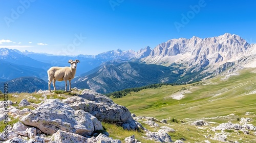 Bighorn sheep in mountains