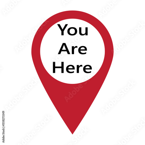 Location pin icon silhouette vector illustration. You are here text icon.