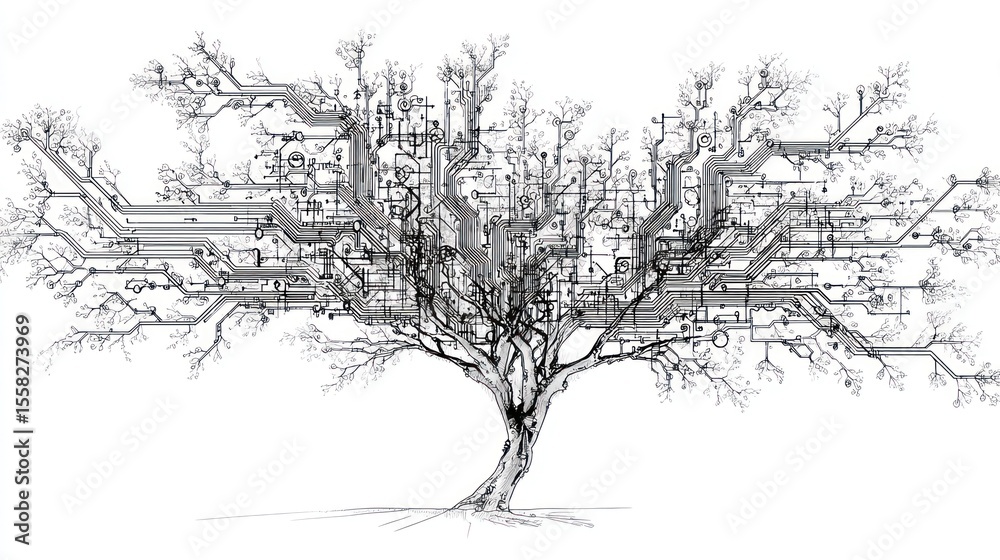 Fototapeta premium Abstract digital tree
