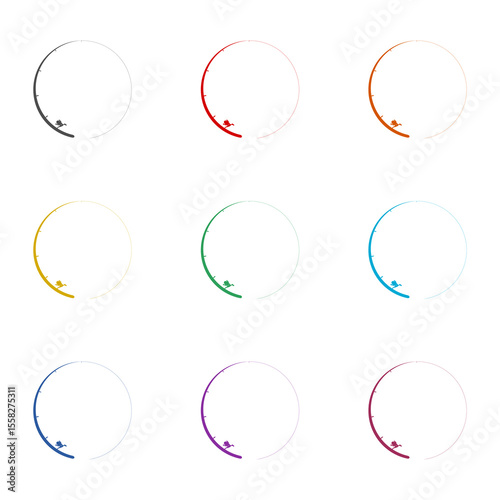  Fishing rod circle icon isolated on white background. Set icons colorful