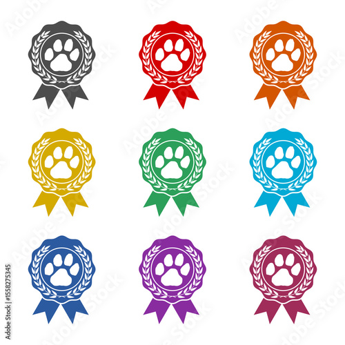 Pet award symbol icon isolated on white background. Set icons colorful