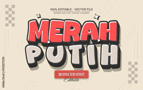 Merah Putih, Red white Retro Vintage Text Effect Editable