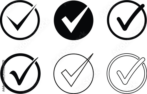 Checkmark Icons Set, Tick Mark Variations and Approval Symbol Collection