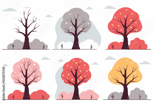 four seasons winter trees