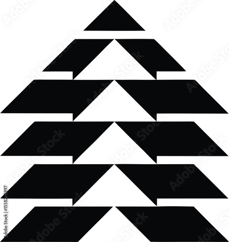 Abstract Black And White Geometric Pattern Creating Upward Arrow Optical Illusion