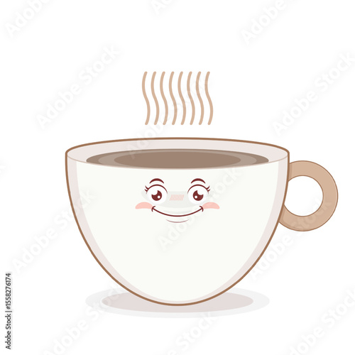 coffee cup smile face cartoon cute