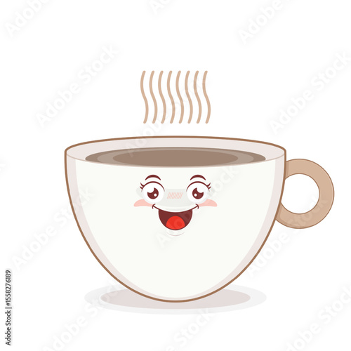 coffee cup playful face cartoon cute