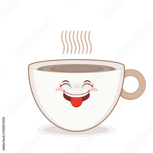 coffee cup playful face cartoon cute