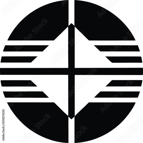 Abstract Geometric Black White Circular Symbol Logo Design Graphic Art