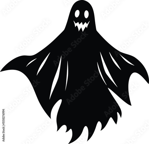Spooky ghost silhouette isolated on white background