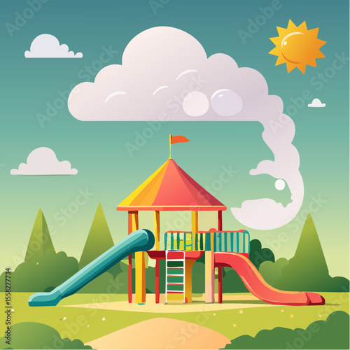 A cloud shaped like a playground – daydreaming becomes playtime.
