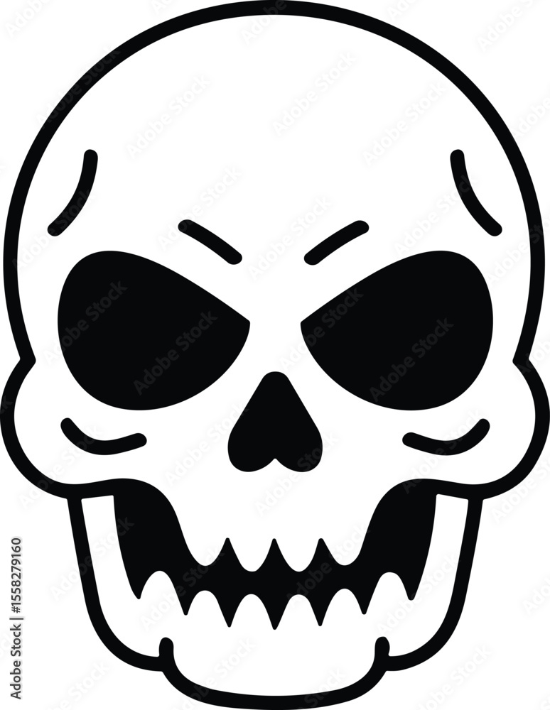 Fototapeta premium Scary Skull Vector Illustration – Bold Halloween and Horror Line Art Design